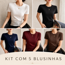 (KIT COM 5) Blusinha Feminina Malha Peruana Encorpada | OFERTA ESPECIAL