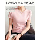 (KIT COM 5) Blusinha Feminina Malha Peruana Encorpada | OFERTA ESPECIAL