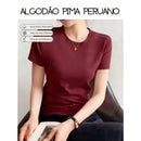 (KIT COM 5) Blusinha Feminina Malha Peruana Encorpada | OFERTA ESPECIAL