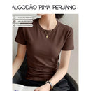 (KIT COM 5) Blusinha Feminina Malha Peruana Encorpada | OFERTA ESPECIAL